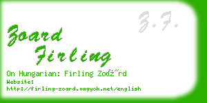 zoard firling business card